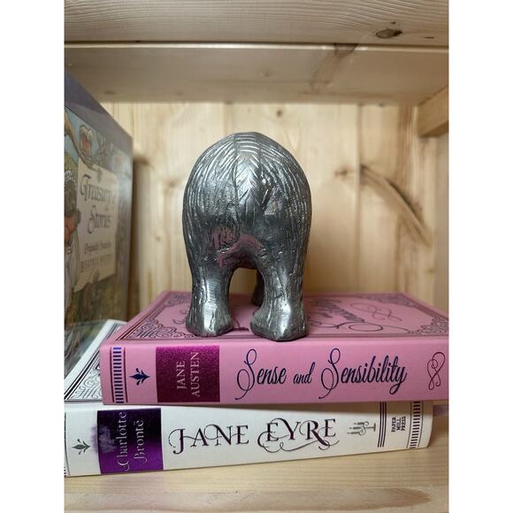 Silver Metal Bear Sculpture Textured Hollow Walking Home Decor Animal Cabin - Picture 4 of 6